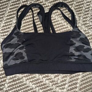 Lululemon Athletica Black and Gray Patterned Sports Bra